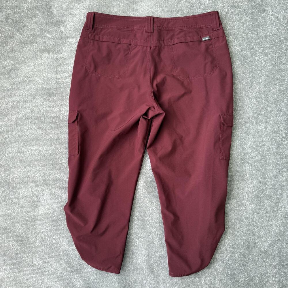 Eddie Bauer Pants Womens 10 Burgundy Stretch Cargo Capri Hiking Outdoor Ruched - Picture 10 of 12